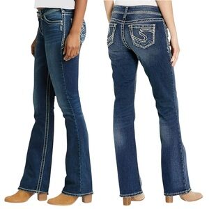 Silver Jeans Co Suki Mid Slim Bootcut Jeans W30 L33 Dark Wash